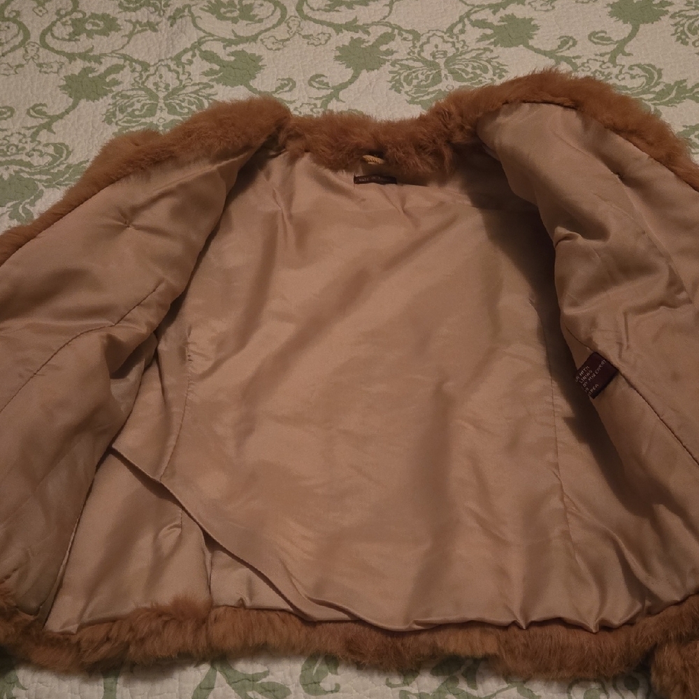 Women's Tan Rabbit Fur Jacket - Picture 6 of 6